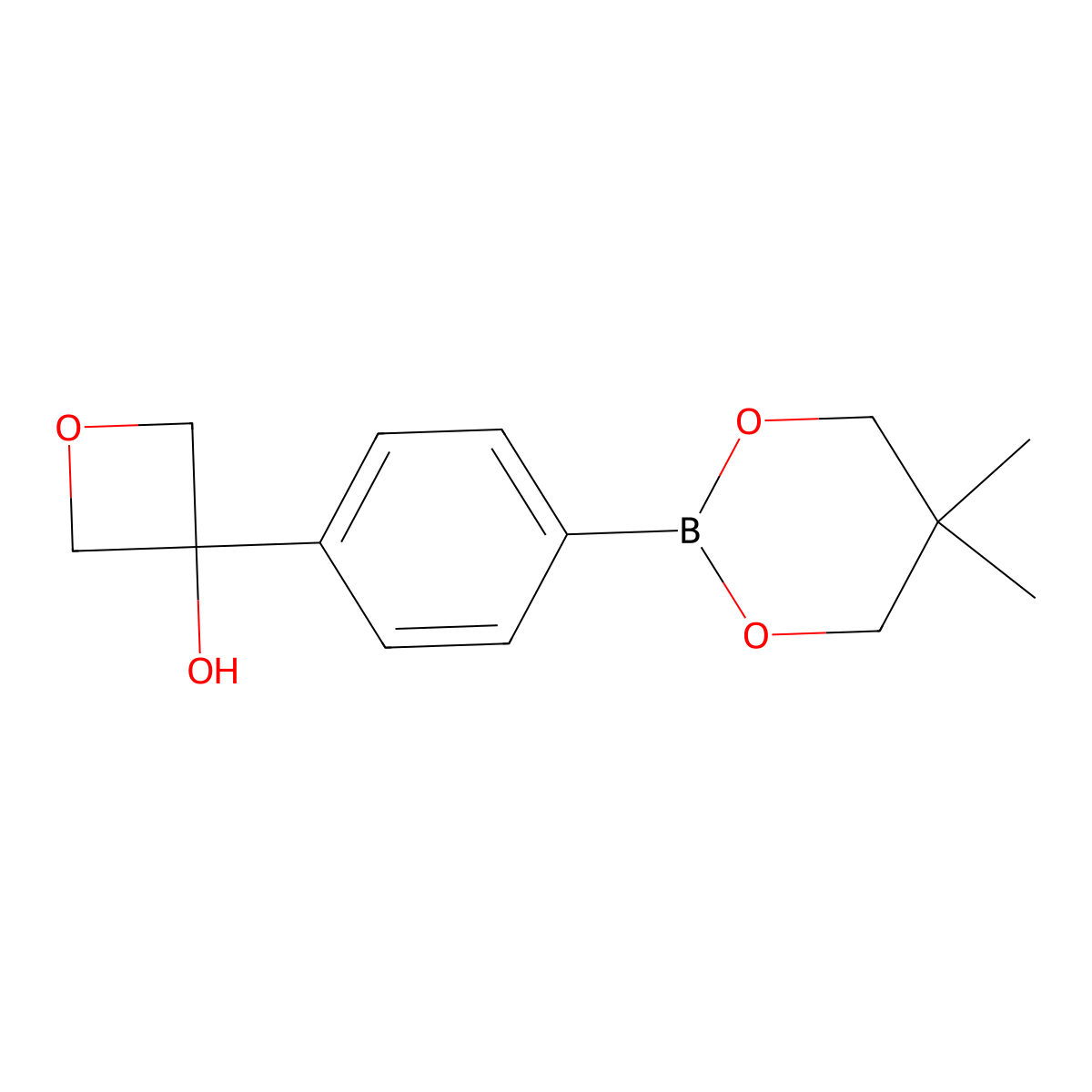 3-(4-(5,5-Dimethyl-1,3,2-dioxaborinan-2-yl)phenyl)oxetan-3-ol molecular structure, CAS 1467060-38-3