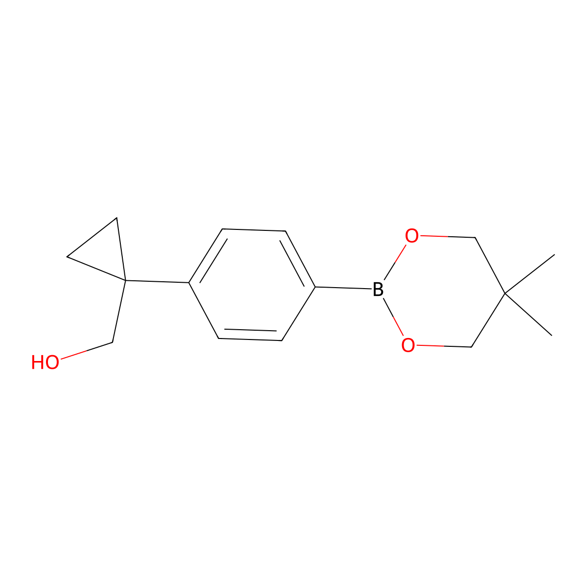 (1-(4-(5,5-Dimethyl-1,3,2-dioxaborinan-2-yl)phenyl)cyclopropyl)methanol molecular structure, CAS 1467060-42-9