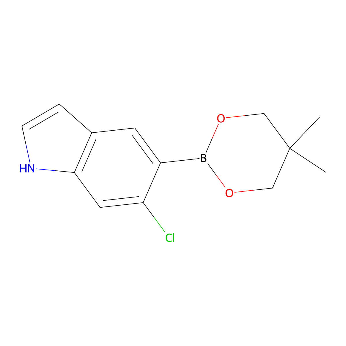 6-chloro-5-(5,5-dimethyl-1,3,2-dioxaborinan-2-yl)-1H-indole molecular structure, CAS 1467061-15-9