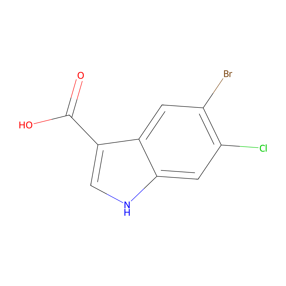 5-bromo-6-chloro-1H-indole-3-carboxylic acid molecular structure, CAS 1467062-16-3