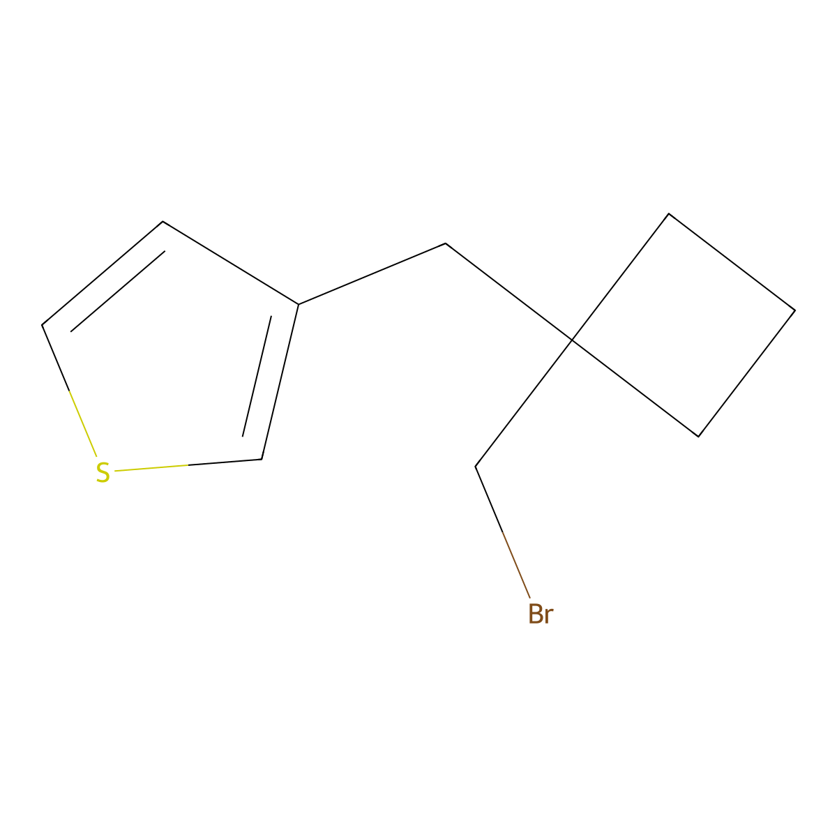 3-([1-(Bromomethyl)cyclobutyl]methyl)thiophene molecular structure, CAS 1467071-37-9