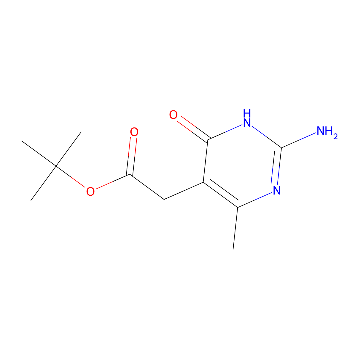 Tert-butyl 2-(2-amino-4-methyl-6-oxo-1,6-dihydropyrimidin-5-yl)acetate molecular structure, CAS 1467081-78-2