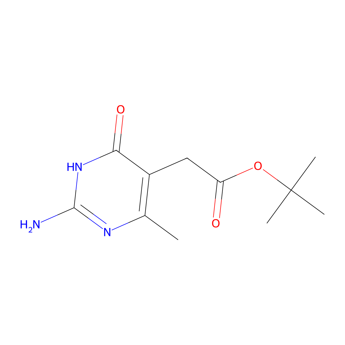 Tert-butyl 2-(2-amino-4-methyl-6-oxo-1,6-dihydropyrimidin-5-yl)acetate molecular structure, CAS 1467081-78-2