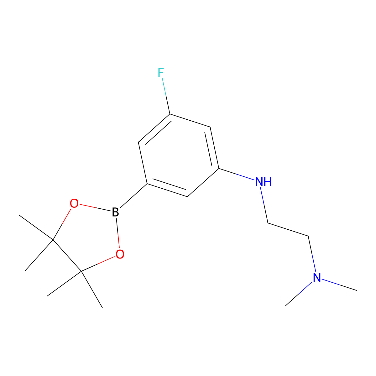 N1-(3-fluoro-5-(4,4,5,5-tetramethyl-1,3,2-dioxaborolan-2-yl)phenyl)-N2,N2-dimethylethane-1,2-diamine molecular structure, CAS 1467098-50-5
