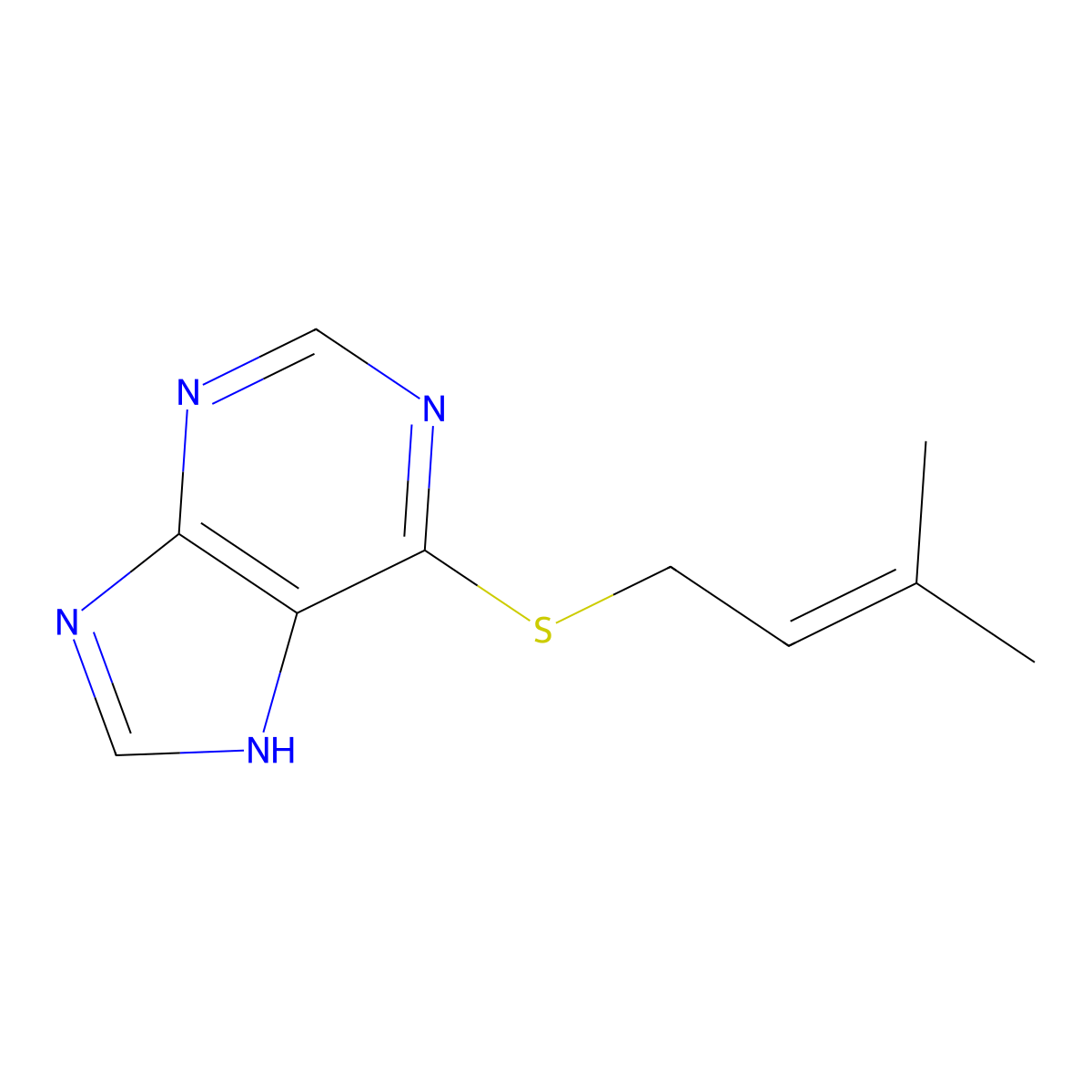 6-(3-Methyl-2-butenylthio)purine molecular structure, CAS 14671-21-7