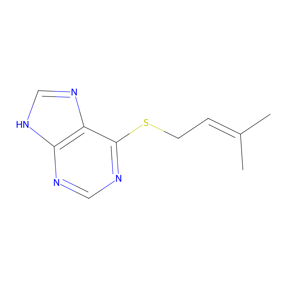 6-(3-Methyl-2-butenylthio)purine molecular structure, CAS 14671-21-7