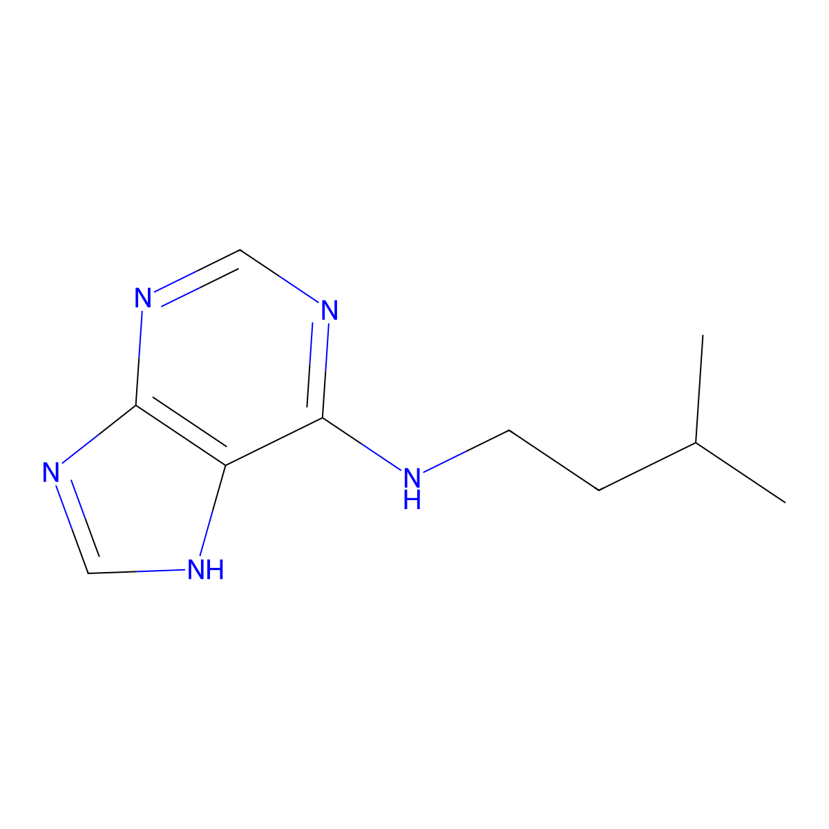 N-(3-methylbutyl)-7H-purin-6-amine molecular structure, CAS 14671-28-4
