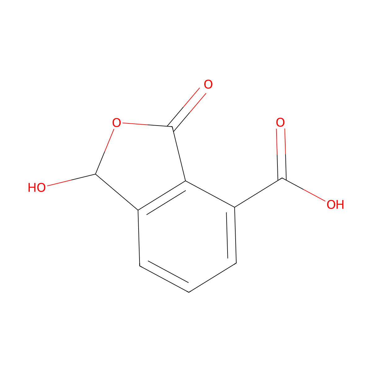 1-Hydroxy-3-oxo-1,3-dihydro-2-benzofuran-4-carboxylic acid molecular structure, CAS 14671-41-1