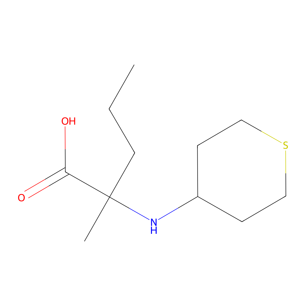 2-Methyl-2-((tetrahydro-2H-thiopyran-4-yl)amino)pentanoic acid molecular structure, CAS 1467124-44-2