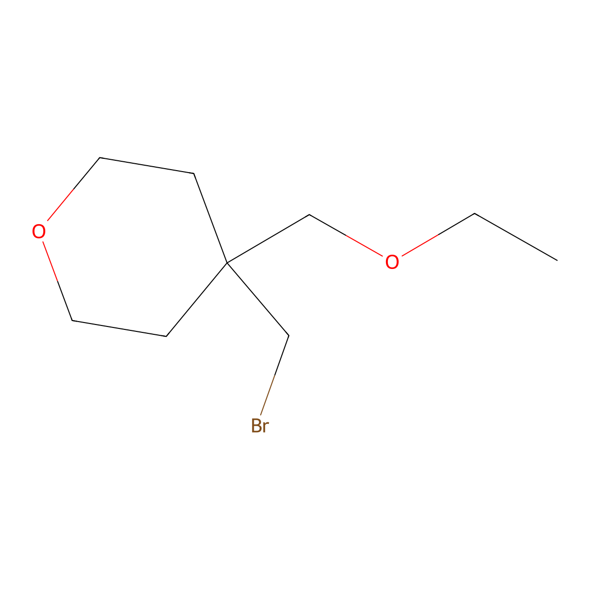 4-(Bromomethyl)-4-(ethoxymethyl)oxane molecular structure, CAS 1467125-36-5