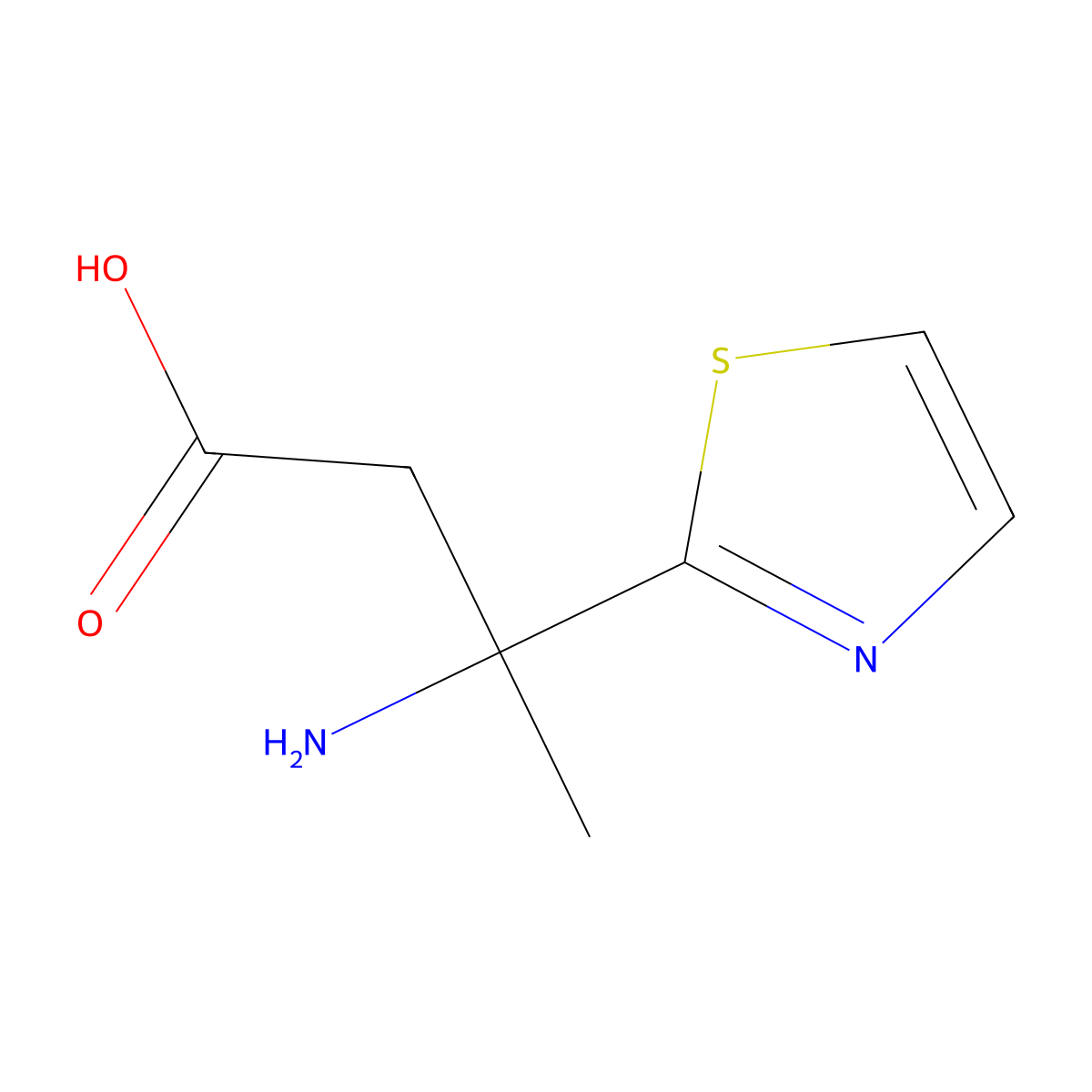 3-Amino-3-(1,3-thiazol-2-yl)butanoic acid molecular structure, CAS 1467193-56-1