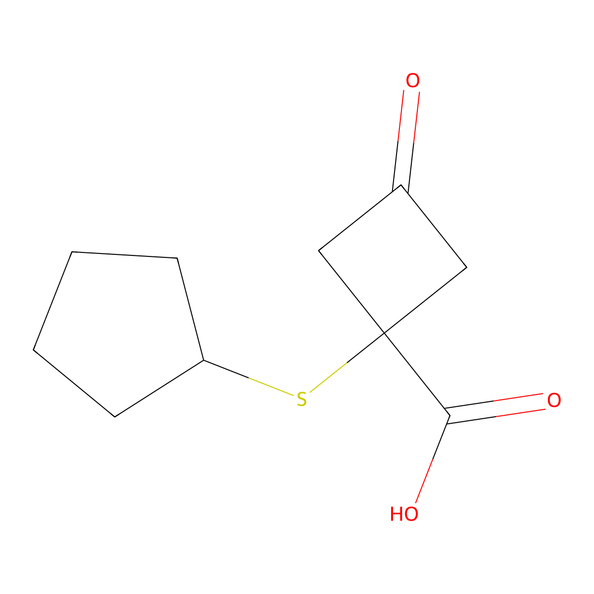 1-(Cyclopentylsulfanyl)-3-oxocyclobutane-1-carboxylic acid molecular structure, CAS 1467207-89-1