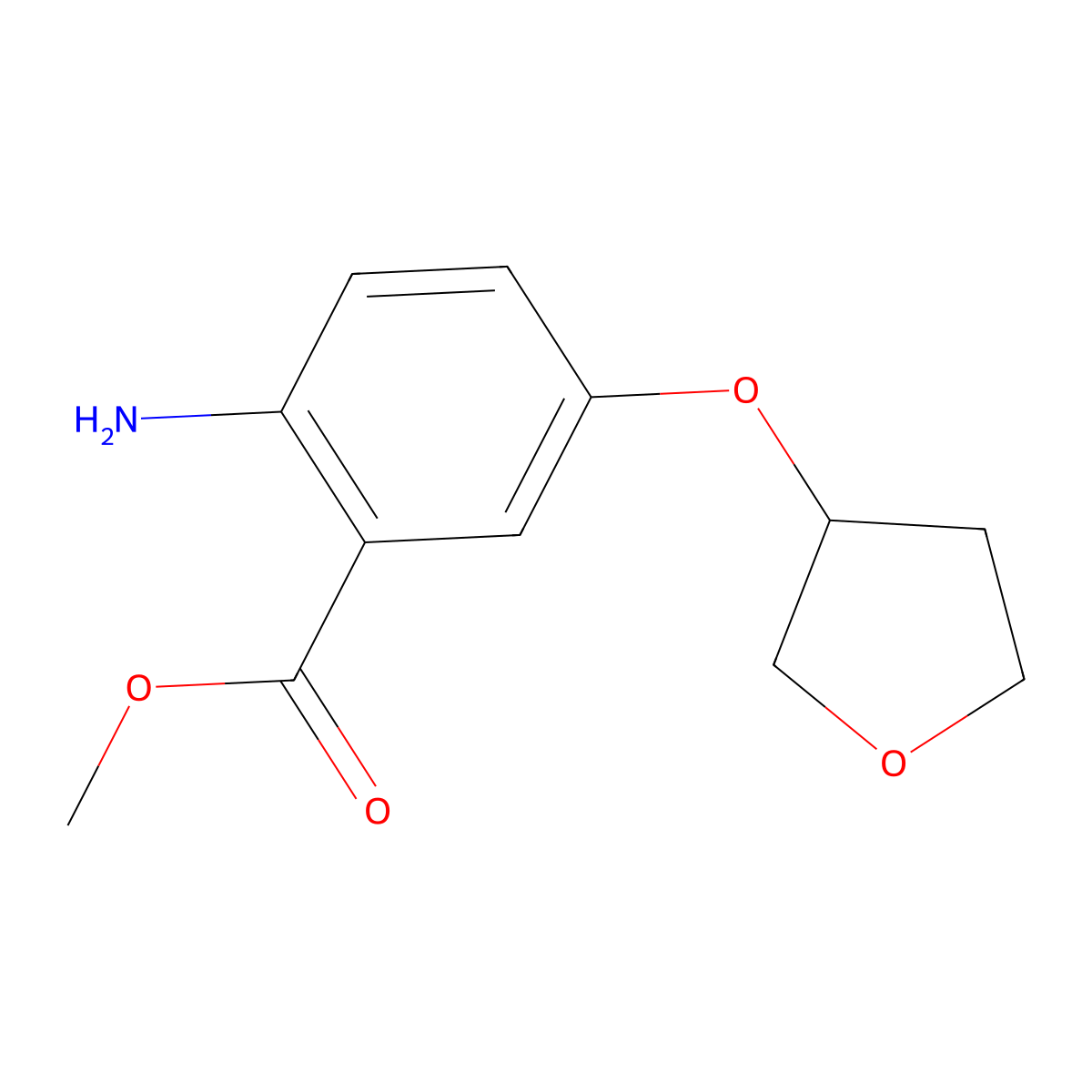 Methyl 2-amino-5-((tetrahydrofuran-3-yl)oxy)benzoate molecular structure, CAS 1467213-12-2