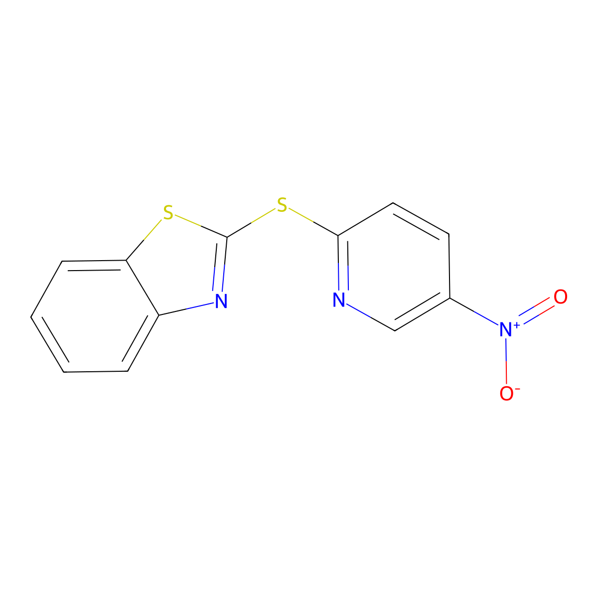 2-[(5-Nitropyridin-2-yl)sulfanyl]-1,3-benzothiazole molecular structure, CAS 146724-09-6