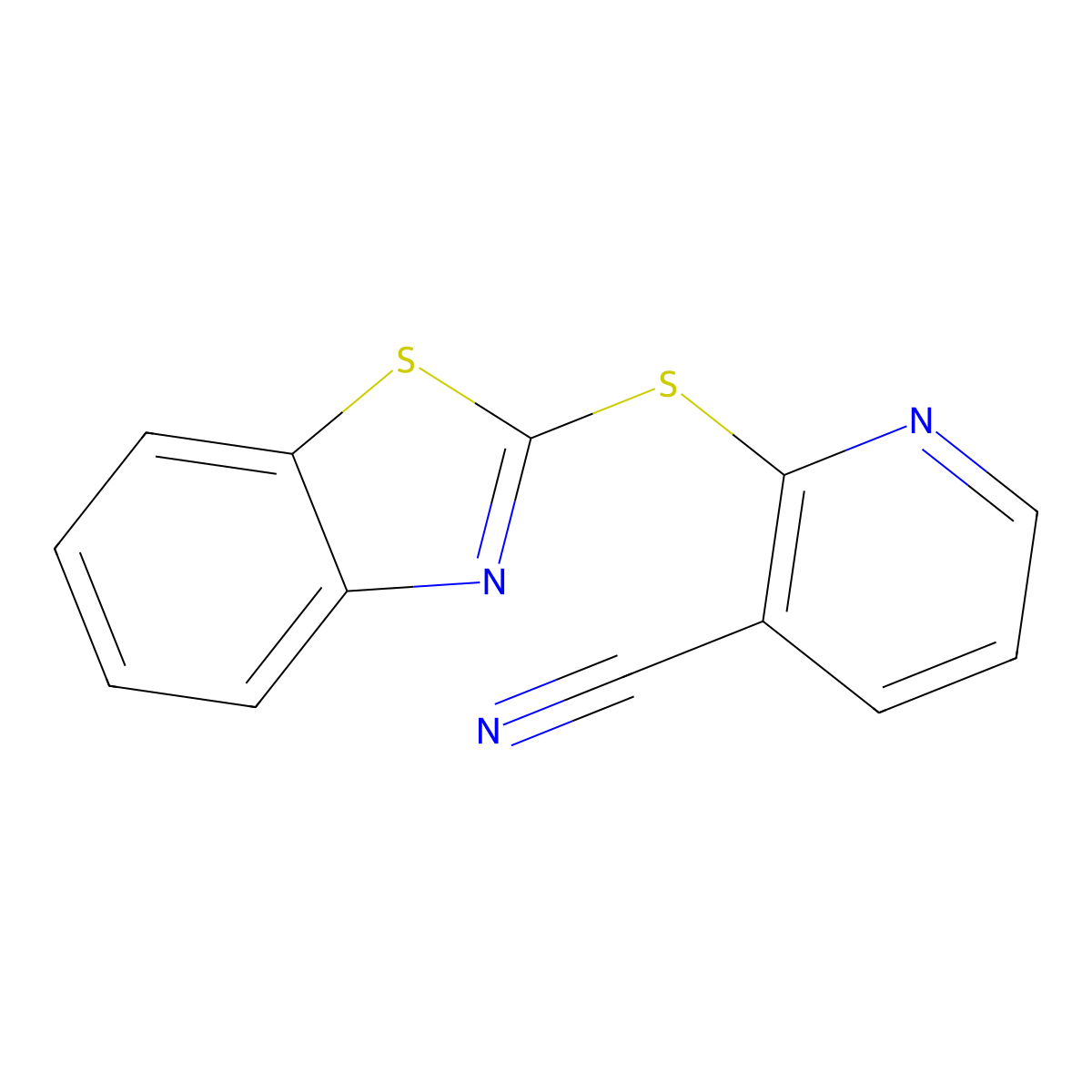 2-(1,3-Benzothiazol-2-ylthio)nicotinonitrile molecular structure, CAS 146724-14-3