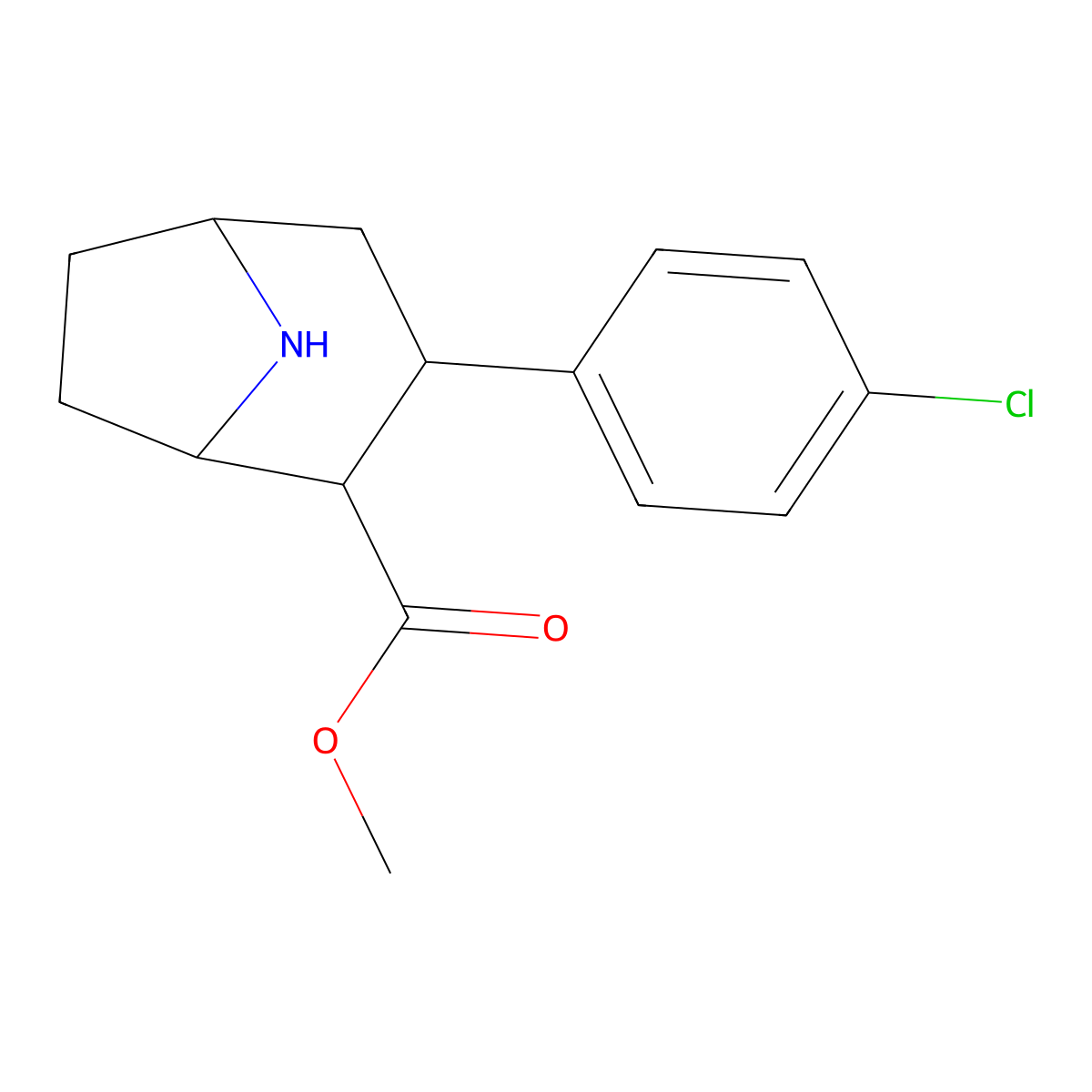(1R,2S,3S,5S)-Methyl 3-(4-chlorophenyl)-8-azabicyclo[3.2.1]octane-2-carboxylate molecular structure, CAS 146725-33-9