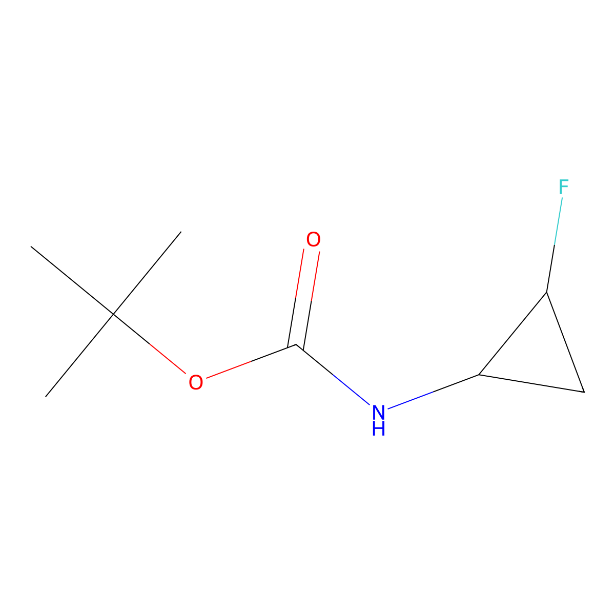 tert-butyl N-[trans-2-fluorocyclopropyl]carbamate molecular structure, CAS 146726-40-1