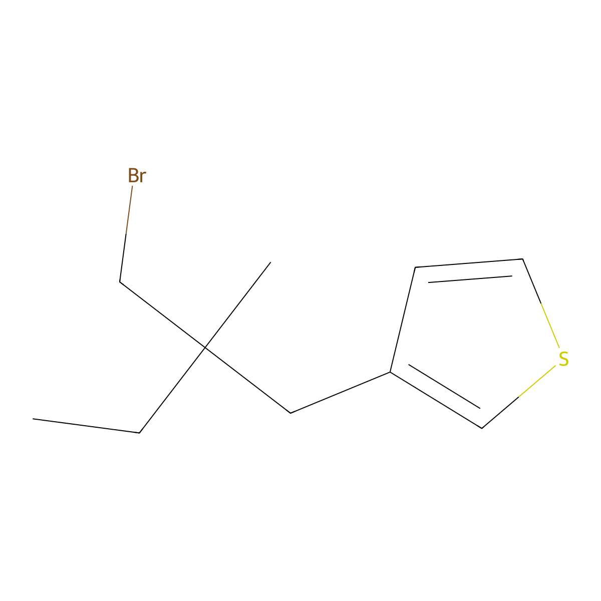 3-(2-(Bromomethyl)-2-methylbutyl)thiophene molecular structure, CAS 1467288-23-8