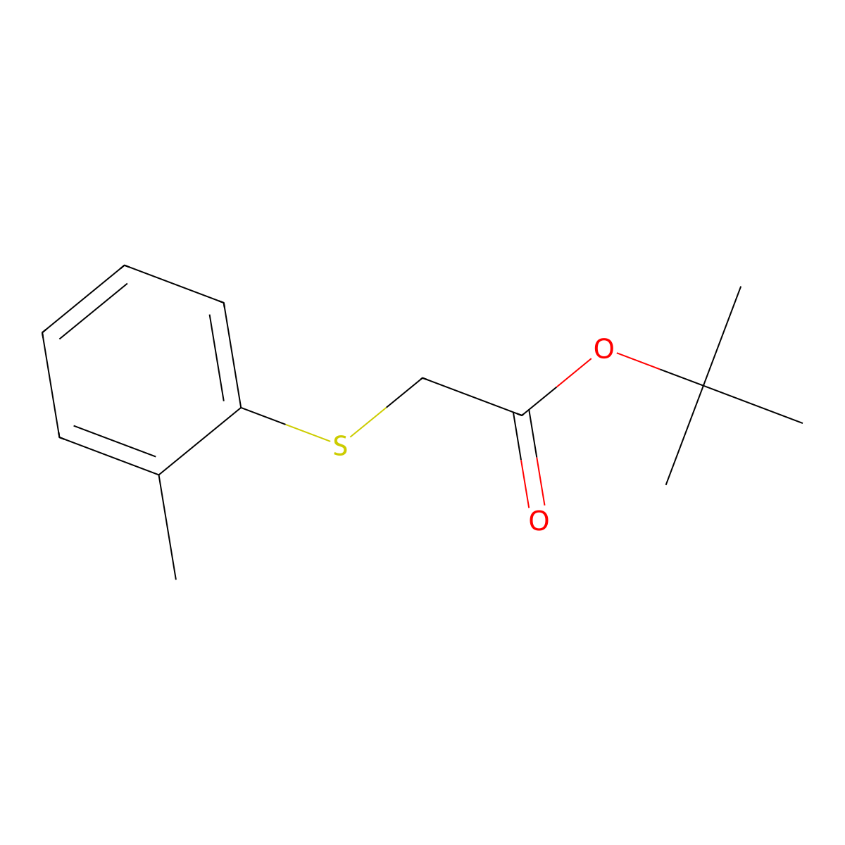 Tert-butyl 2-(2-methylphenyl)sulfanylacetate molecular structure, CAS 1467291-72-0