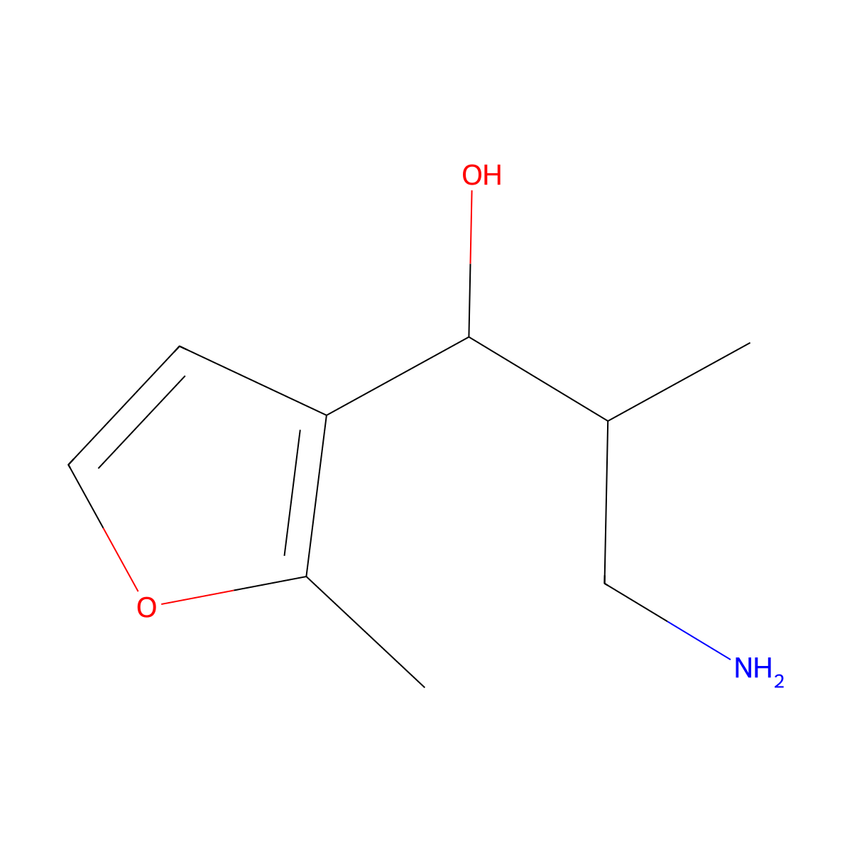 3-Amino-2-methyl-1-(2-methylfuran-3-yl)propan-1-ol molecular structure, CAS 1467337-88-7