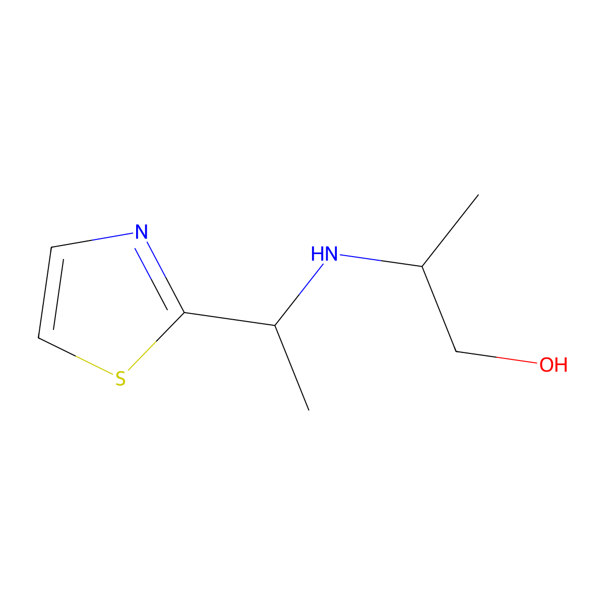 2-{[1-(1,3-Thiazol-2-yl)ethyl]amino}propan-1-ol molecular structure, CAS 1467371-56-7
