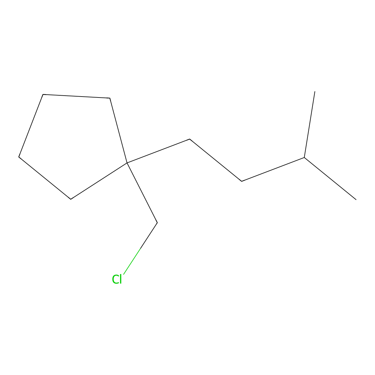 1-(Chloromethyl)-1-isopentylcyclopentane molecular structure, CAS 1467378-51-3