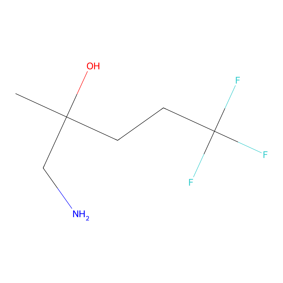 1-Amino-5,5,5-trifluoro-2-methylpentan-2-ol molecular structure, CAS 1467383-38-5