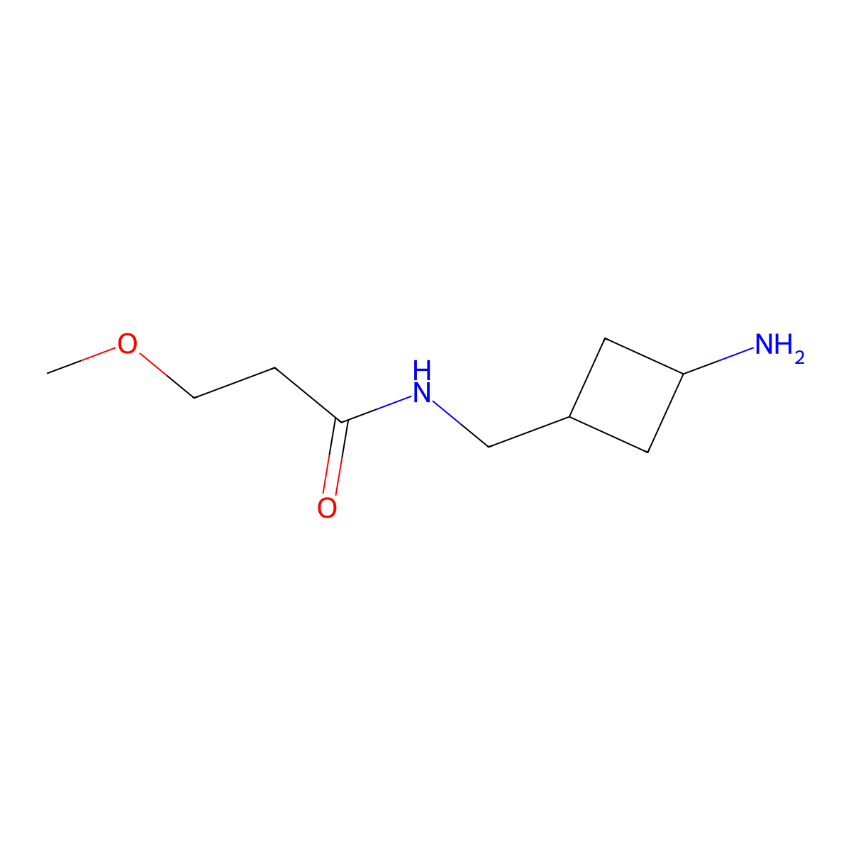 N-[(3-aminocyclobutyl)methyl]-3-methoxypropanamide molecular structure, CAS 1467390-70-0