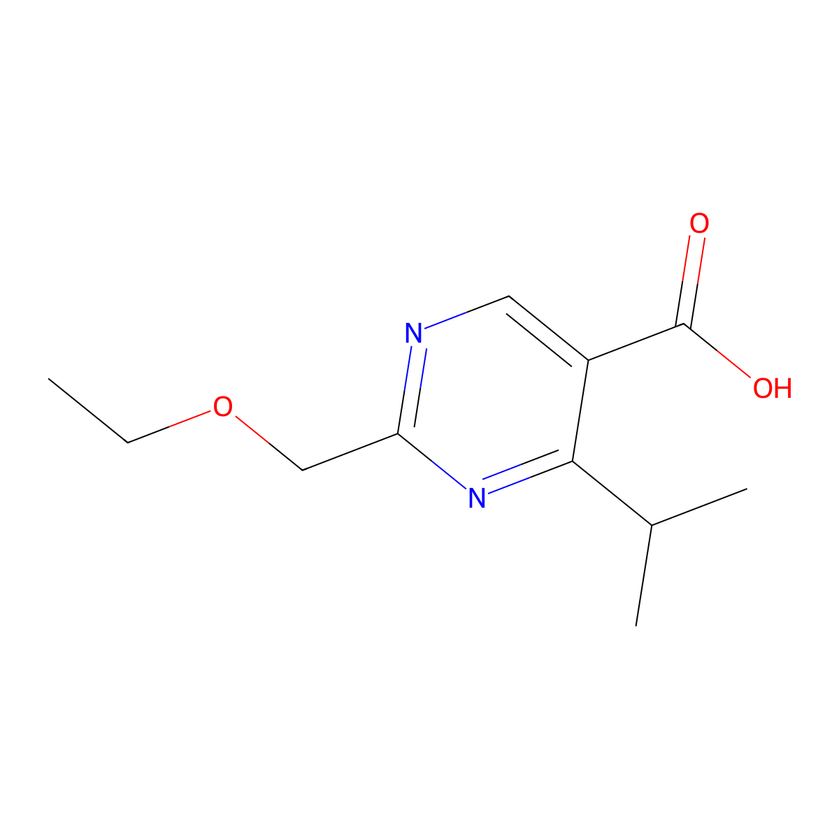 2-(Ethoxymethyl)-4-isopropylpyrimidine-5-carboxylic acid molecular structure, CAS 1467410-15-6