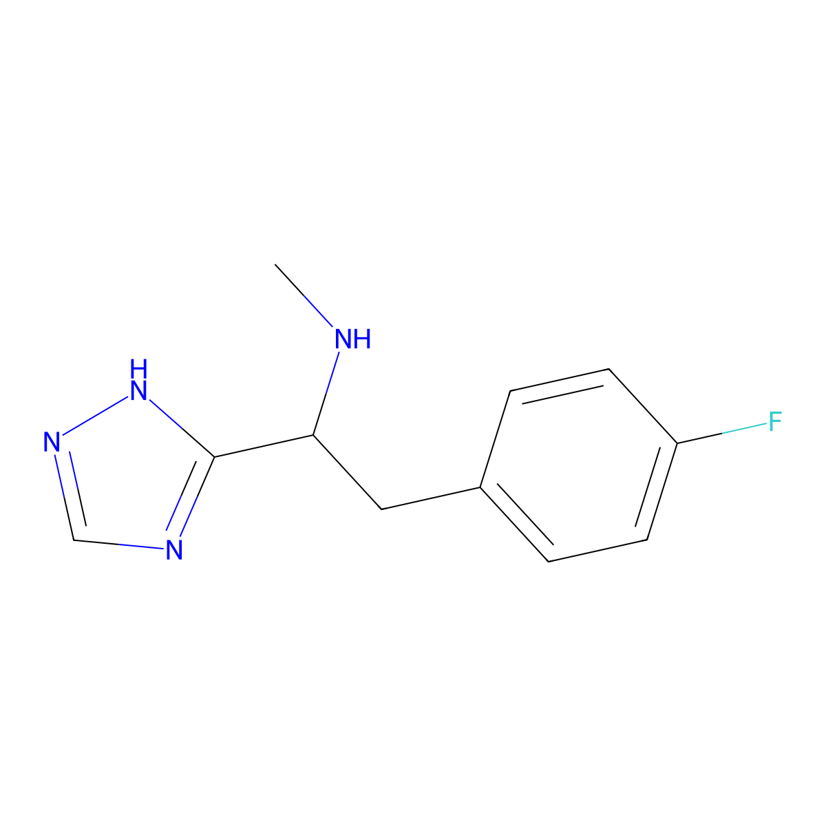 [2-(4-fluorophenyl)-1-(4H-1,2,4-triazol-3-yl)ethyl](methyl)amine molecular structure, CAS 1467422-22-5