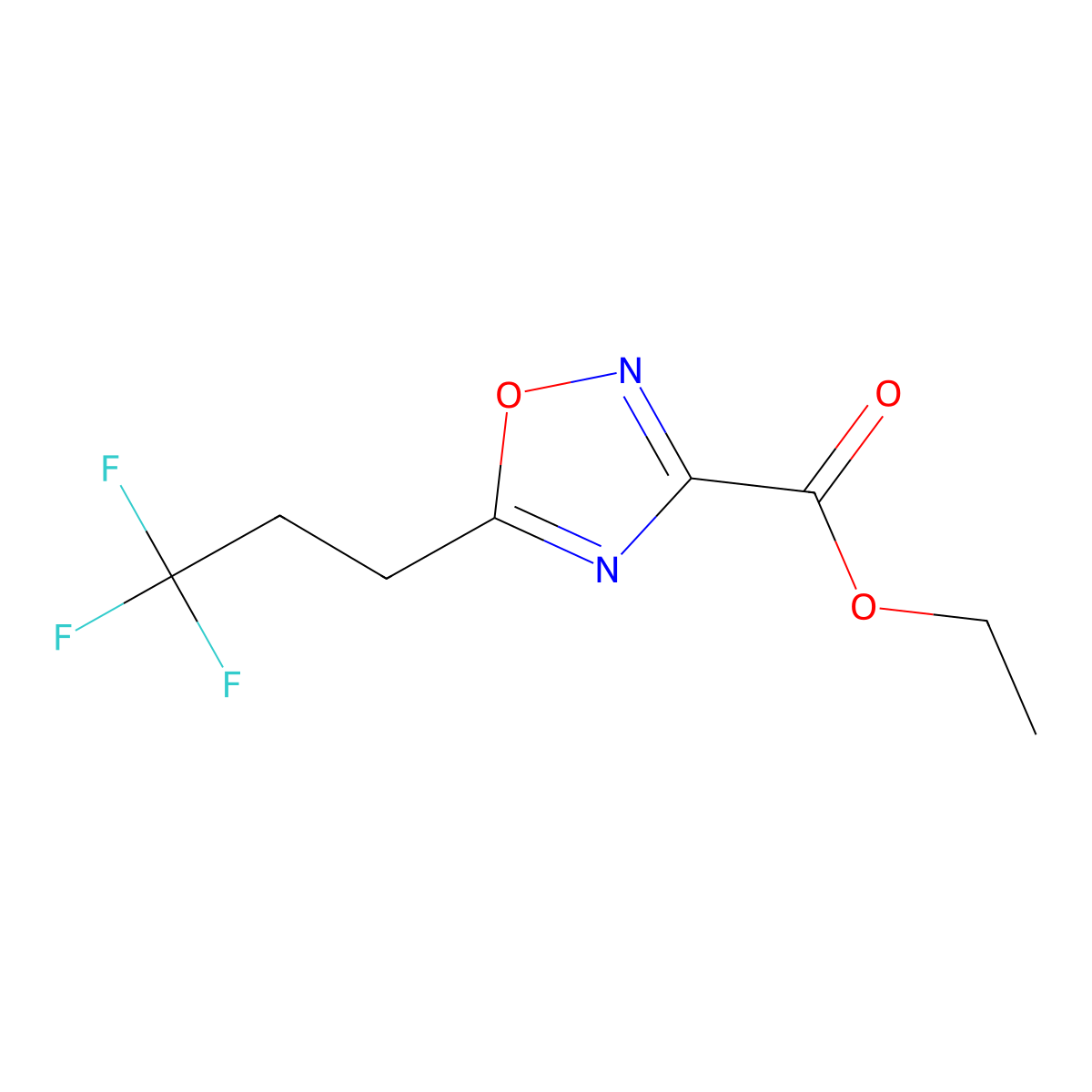 Ethyl 5-(3,3,3-trifluoropropyl)-1,2,4-oxadiazole-3-carboxylate molecular structure, CAS 1467428-11-0
