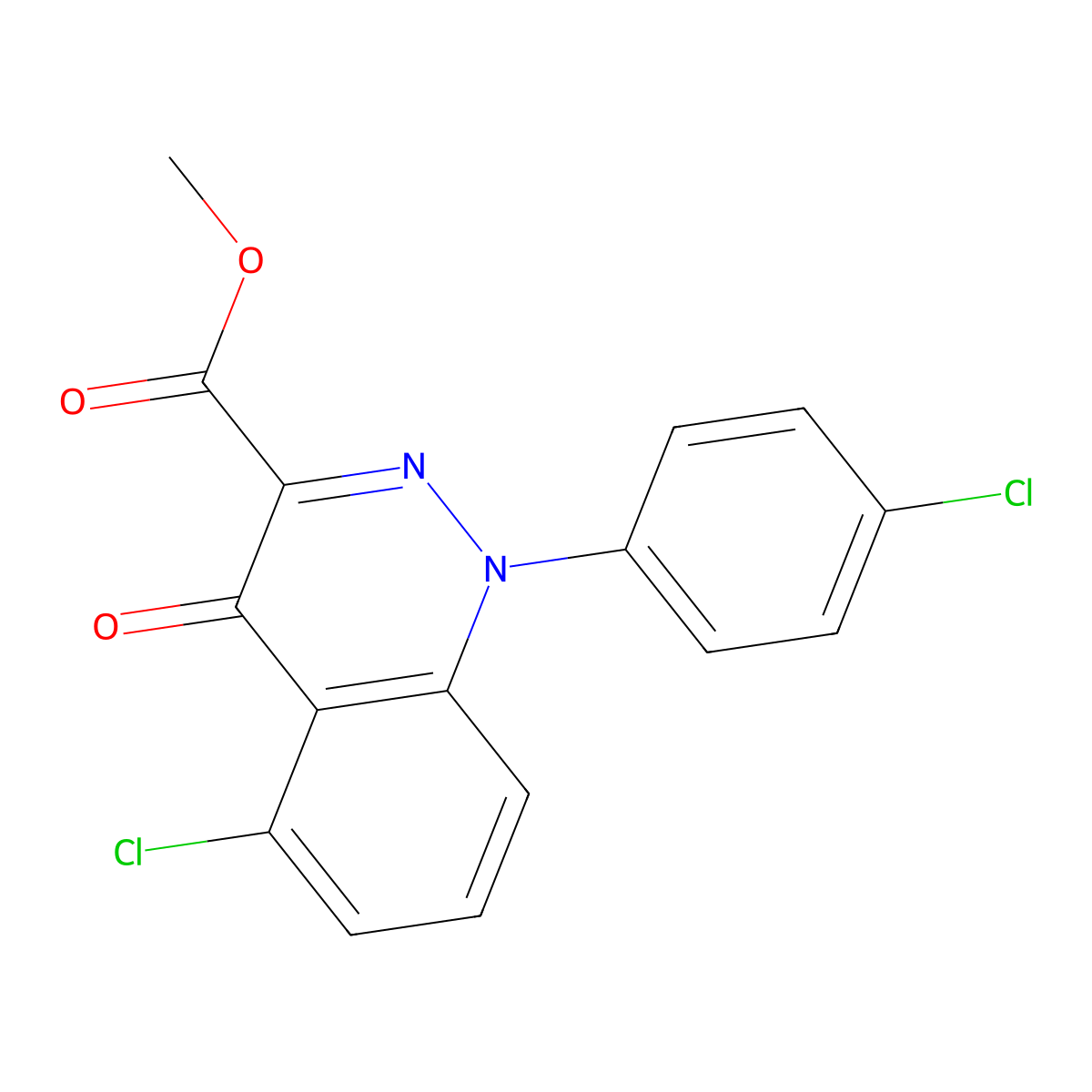Methyl 5-chloro-1-(4-chlorophenyl)-4-oxo-1,4-dihydrocinnoline-3-carboxylate molecular structure, CAS 146743-26-2