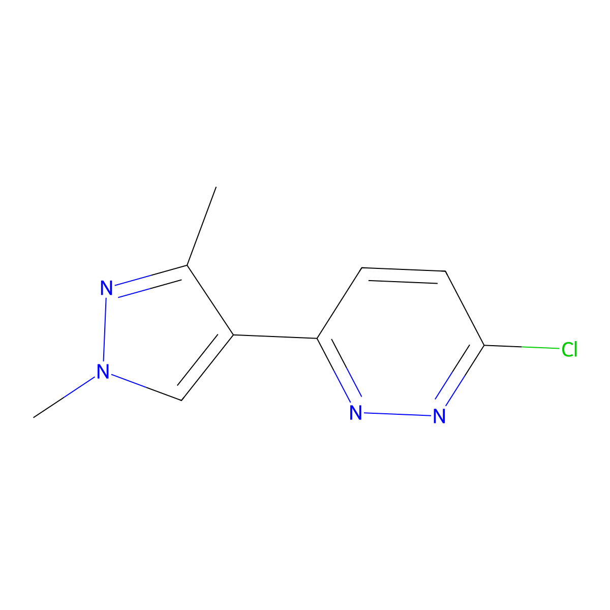 3-chloro-6-(1,3-dimethyl-1H-pyrazol-4-yl)pyridazine molecular structure, CAS 1467445-44-8