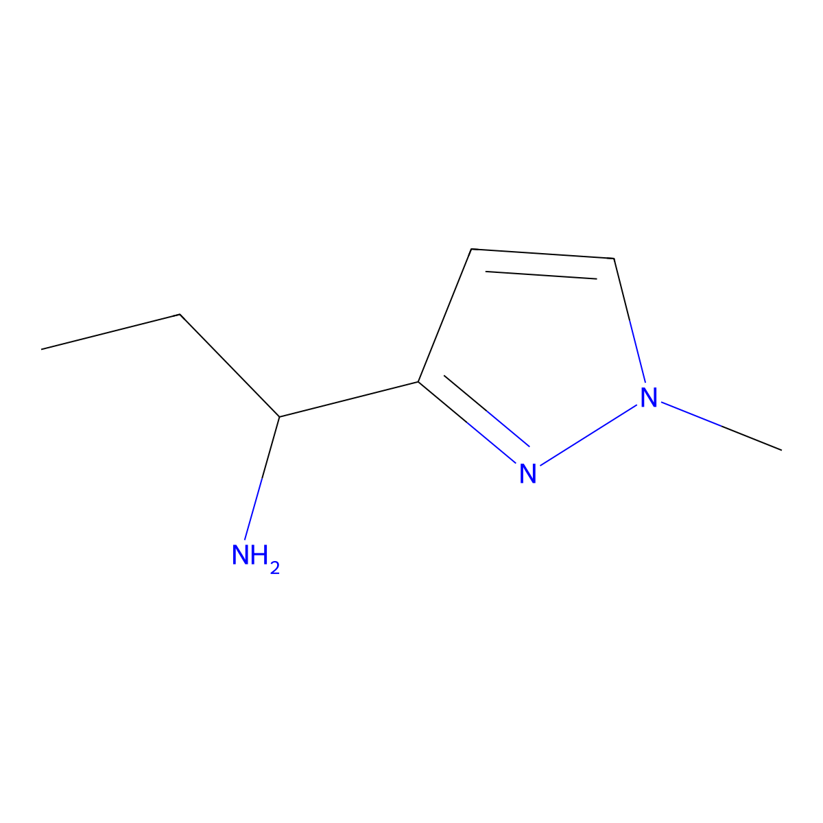 1-(1-methyl-1H-pyrazol-3-yl)propan-1-amine molecular structure, CAS 1467458-69-0