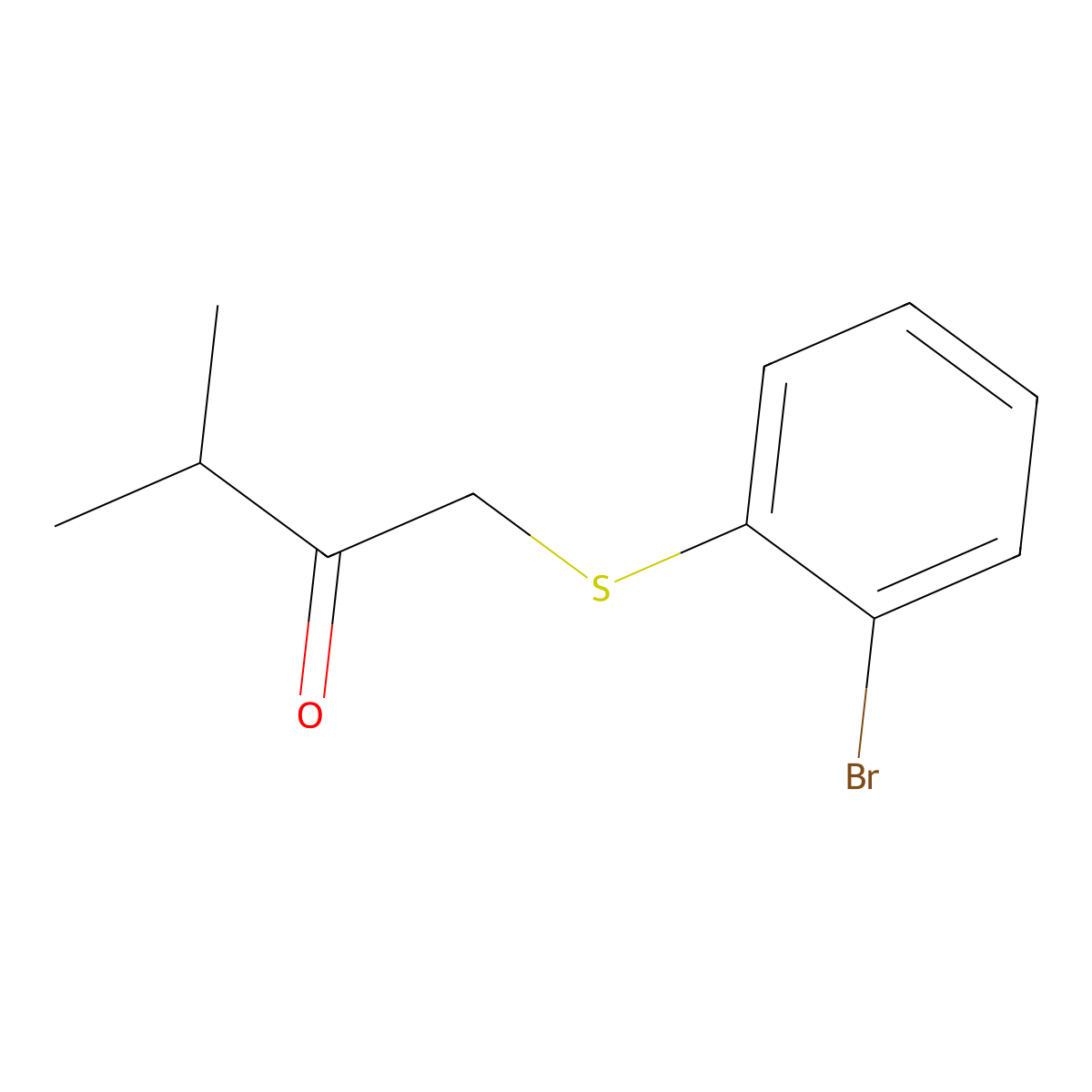 1-((2-Bromophenyl)thio)-3-methylbutan-2-one molecular structure, CAS 1467472-89-4
