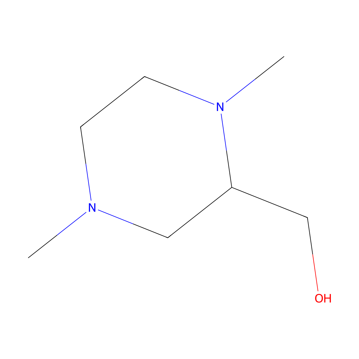 (1,4-Dimethylpiperazin-2-yl)methanol molecular structure, CAS 14675-44-6