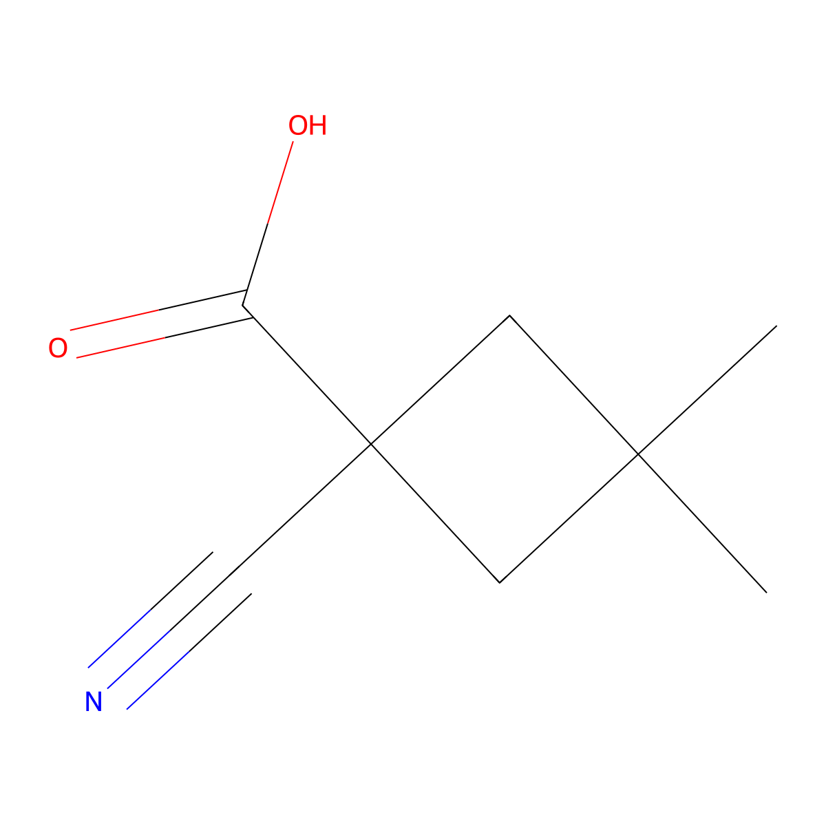 1-Cyano-3,3-dimethylcyclobutane-1-carboxylic acid molecular structure, CAS 1467559-96-1