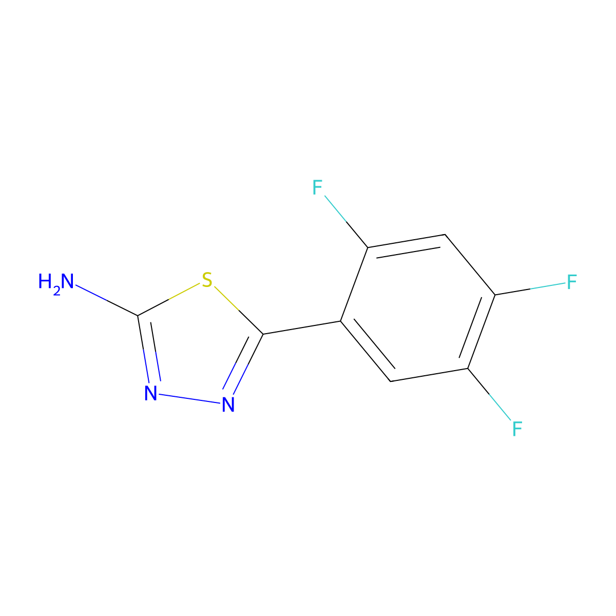 5-(2,4,5-Trifluorophenyl)-1,3,4-thiadiazol-2-amine molecular structure, CAS 1467595-10-3