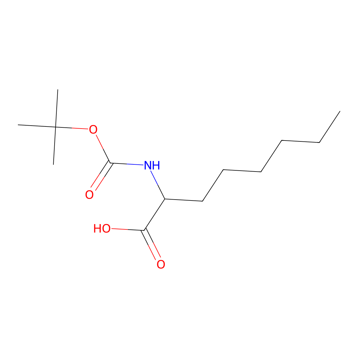 2-[(Tert-butoxycarbonyl)amino]octanoic acid molecular structure, CAS 14676-00-7