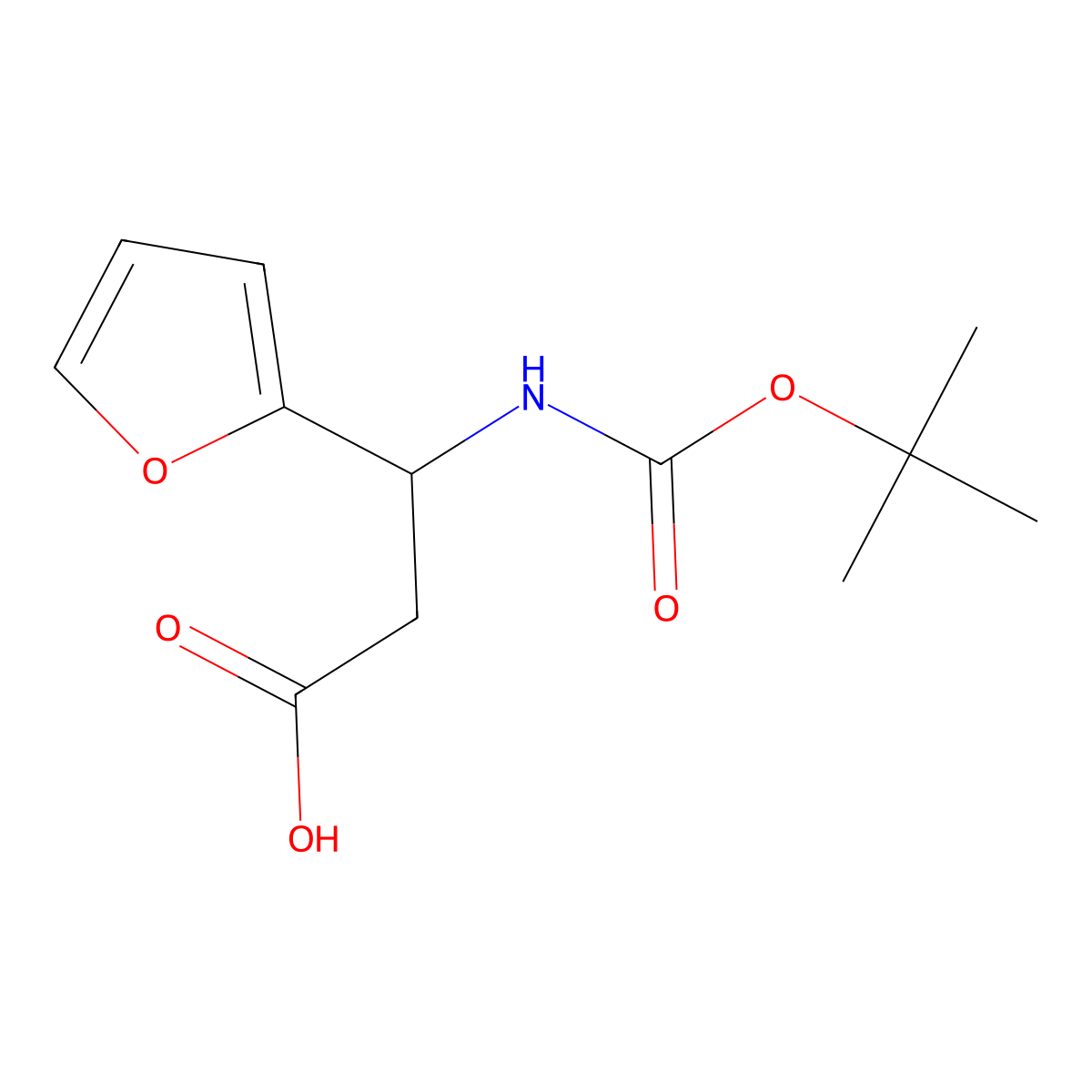 3-((tert-Butoxycarbonyl)amino)-3-(furan-2-yl)propanoic acid molecular structure, CAS 14676-03-0