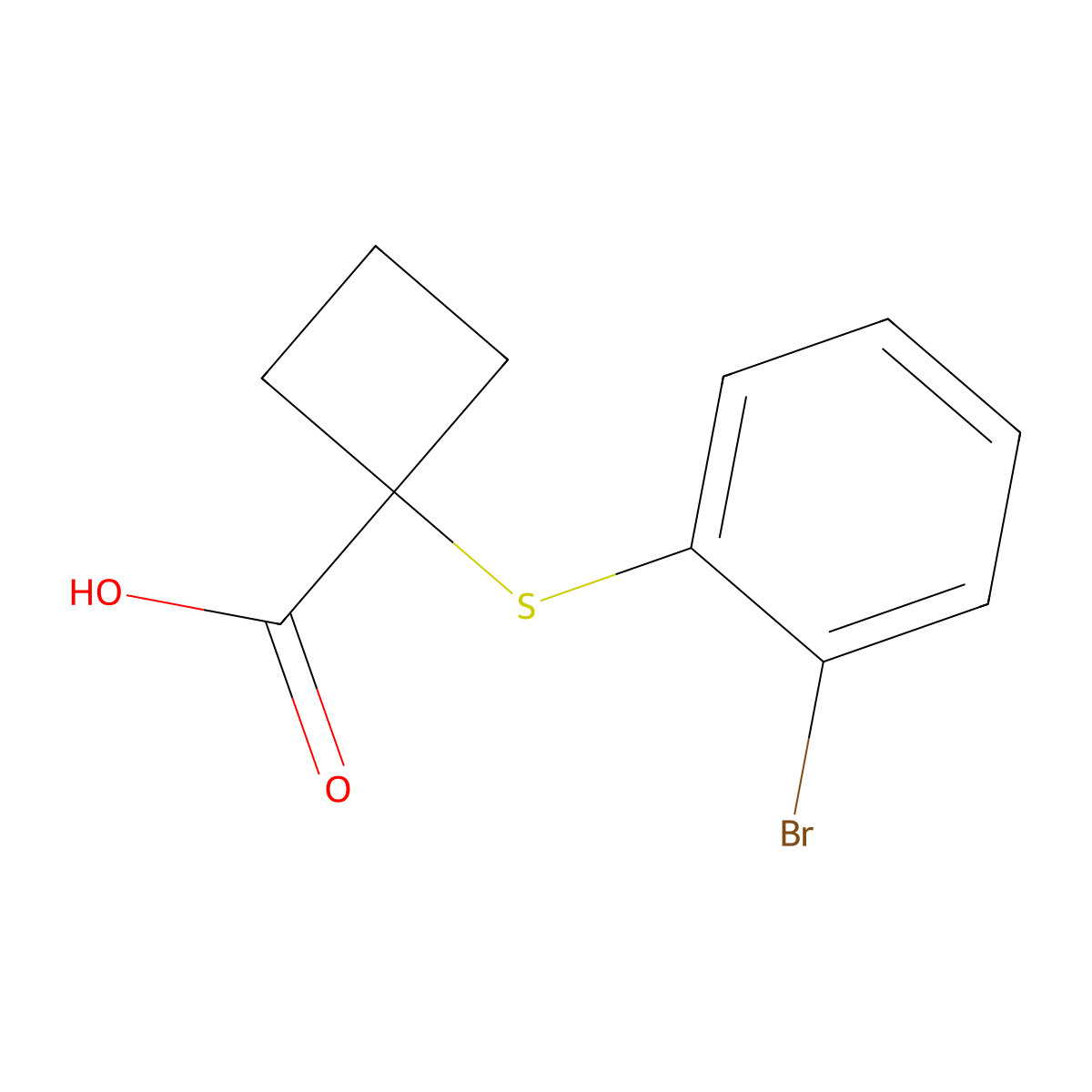 1-[(2-Bromophenyl)sulfanyl]cyclobutane-1-carboxylic acid molecular structure, CAS 1467612-49-2