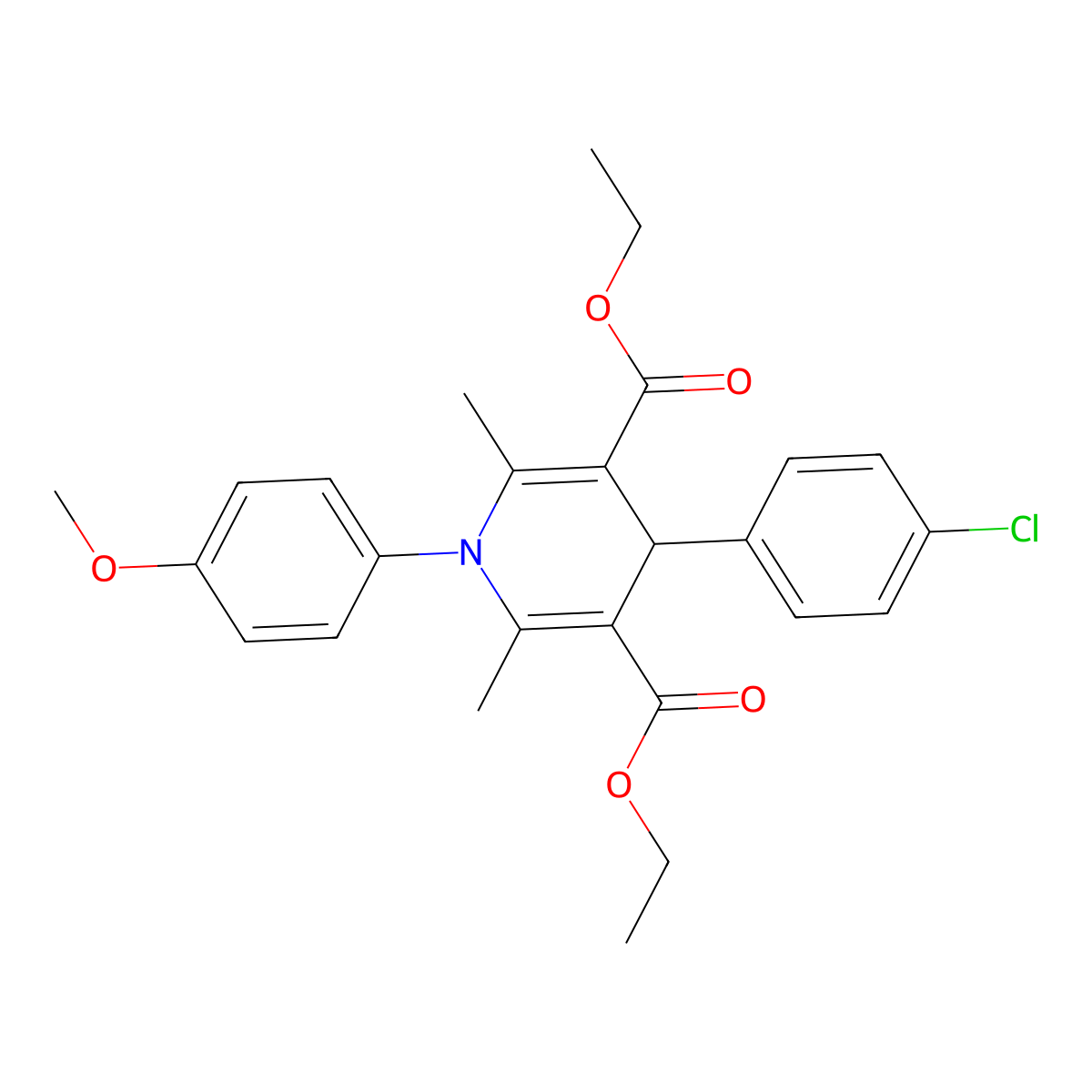 Diethyl 4-(4-chlorophenyl)-1-(4-methoxyphenyl)-2,6-dimethyl-1,4-dihydro-3,5-pyridinedicarboxylate molecular structure, CAS 146763-33-9