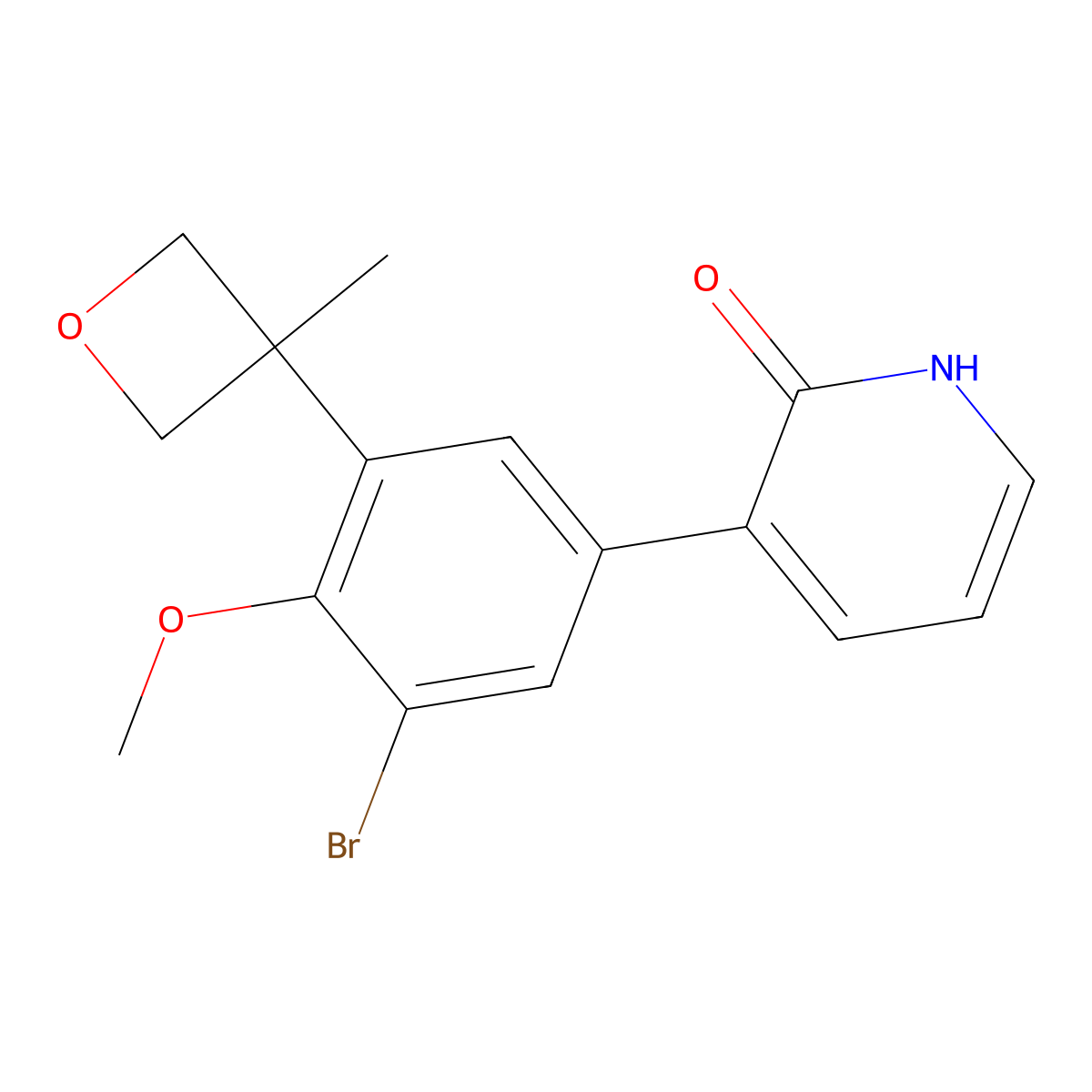 3-(3-Bromo-4-methoxy-5-(3-methyloxetan-3-YL)phenyl)pyridin-2(1H)-one molecular structure, CAS 1467669-22-2