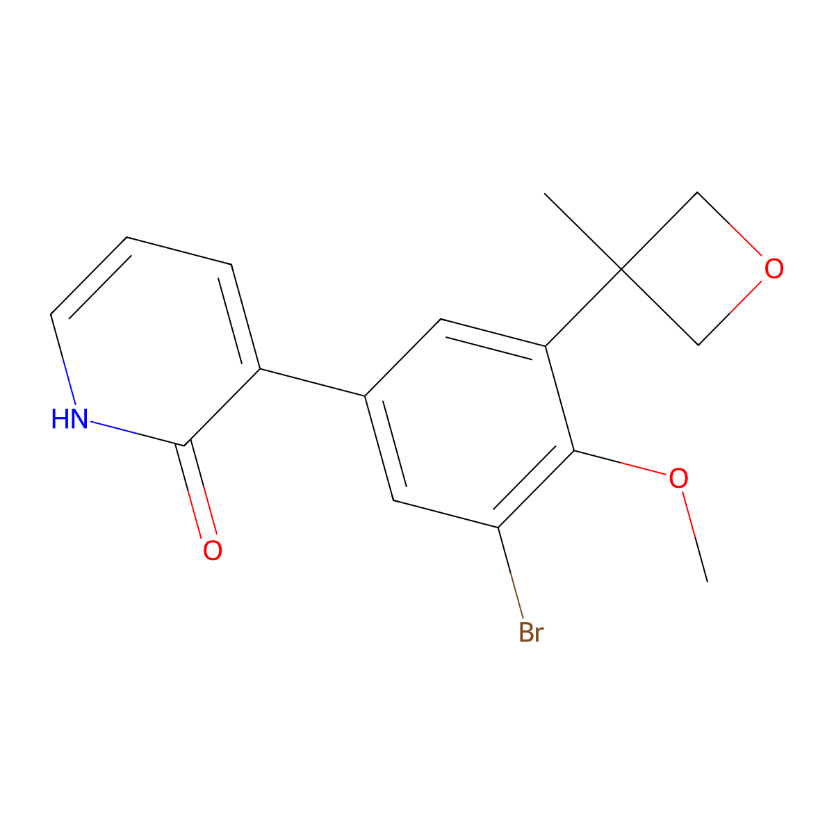 3-(3-Bromo-4-methoxy-5-(3-methyloxetan-3-YL)phenyl)pyridin-2(1H)-one molecular structure, CAS 1467669-22-2