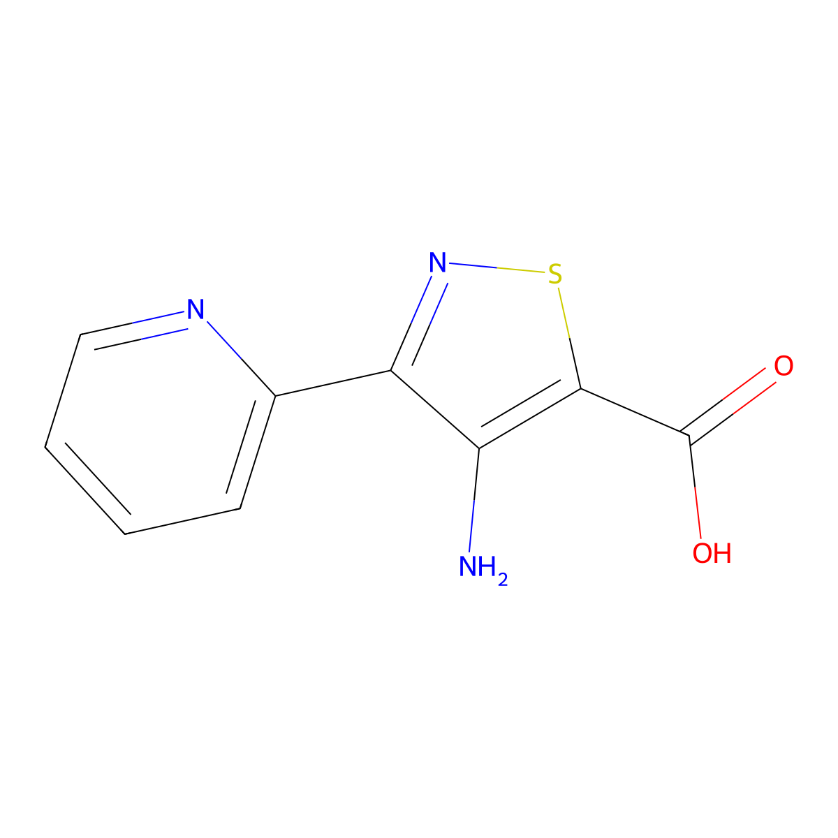 4-Amino-3-pyridin-2-yl-1,2-thiazole-5-carboxylic acid molecular structure, CAS 1467671-48-2