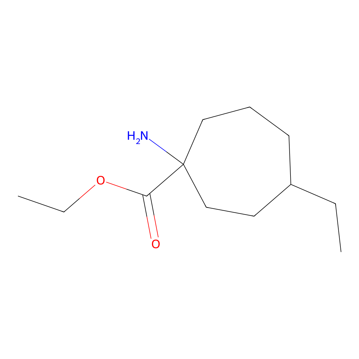 Ethyl 1-amino-4-ethylcycloheptane-1-carboxylate molecular structure, CAS 1467706-00-8