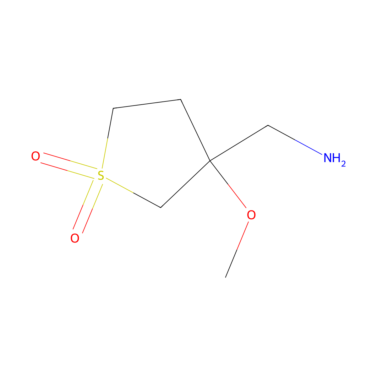 3-(Aminomethyl)-3-methoxy-1lambda6-thiolane-1,1-dione molecular structure, CAS 1467723-04-1