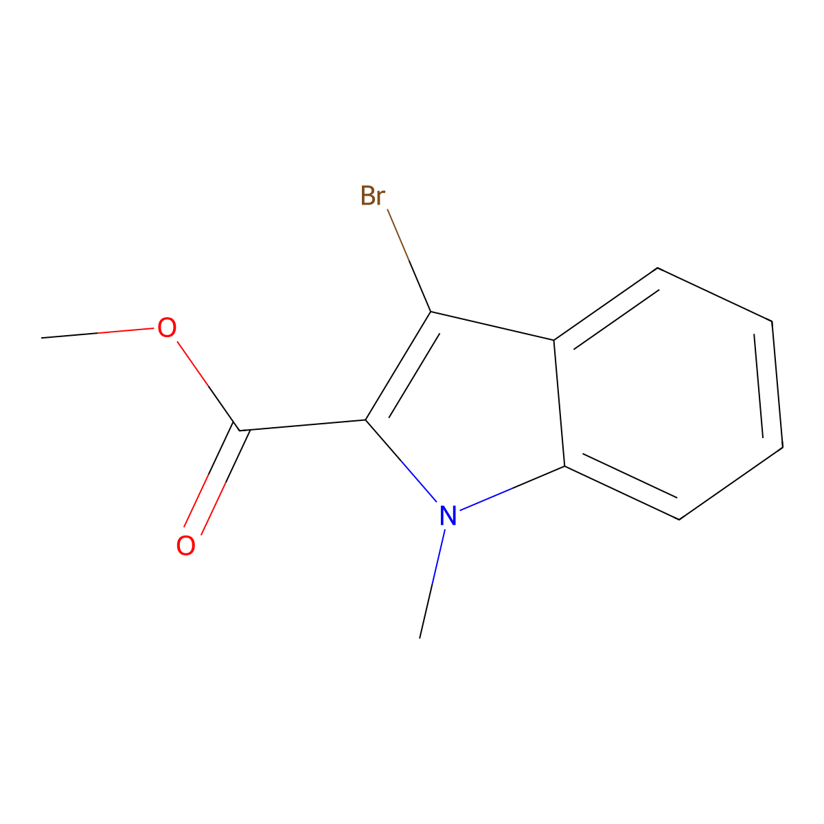 1H-Indole-2-carboxylic acid, 3-bromo-1-methyl-, methyl ester molecular structure, CAS 1467773-48-3