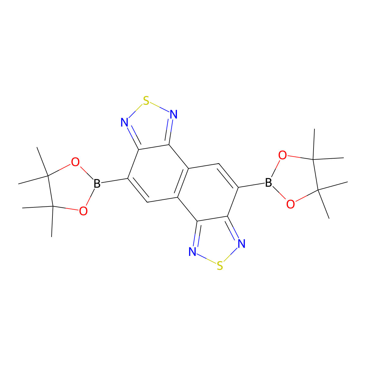 5,10-Bis(4,4,5,5-tetramethyl-1,3,2-dioxaborolan-2-yl)naphtho[1,2-c:5,6-c']bis([1,2,5]thiadiazole) molecular structure, CAS 1467776-41-5