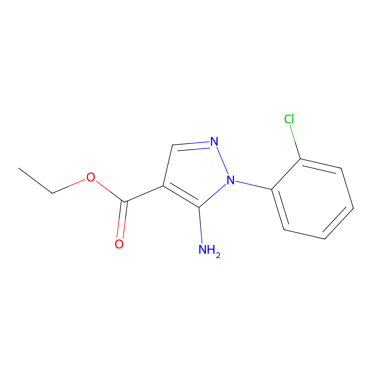 Ethyl 5-amino-1-(2-chlorophenyl)-1H-pyrazole-4-carboxylate molecular structure, CAS 14678-86-5